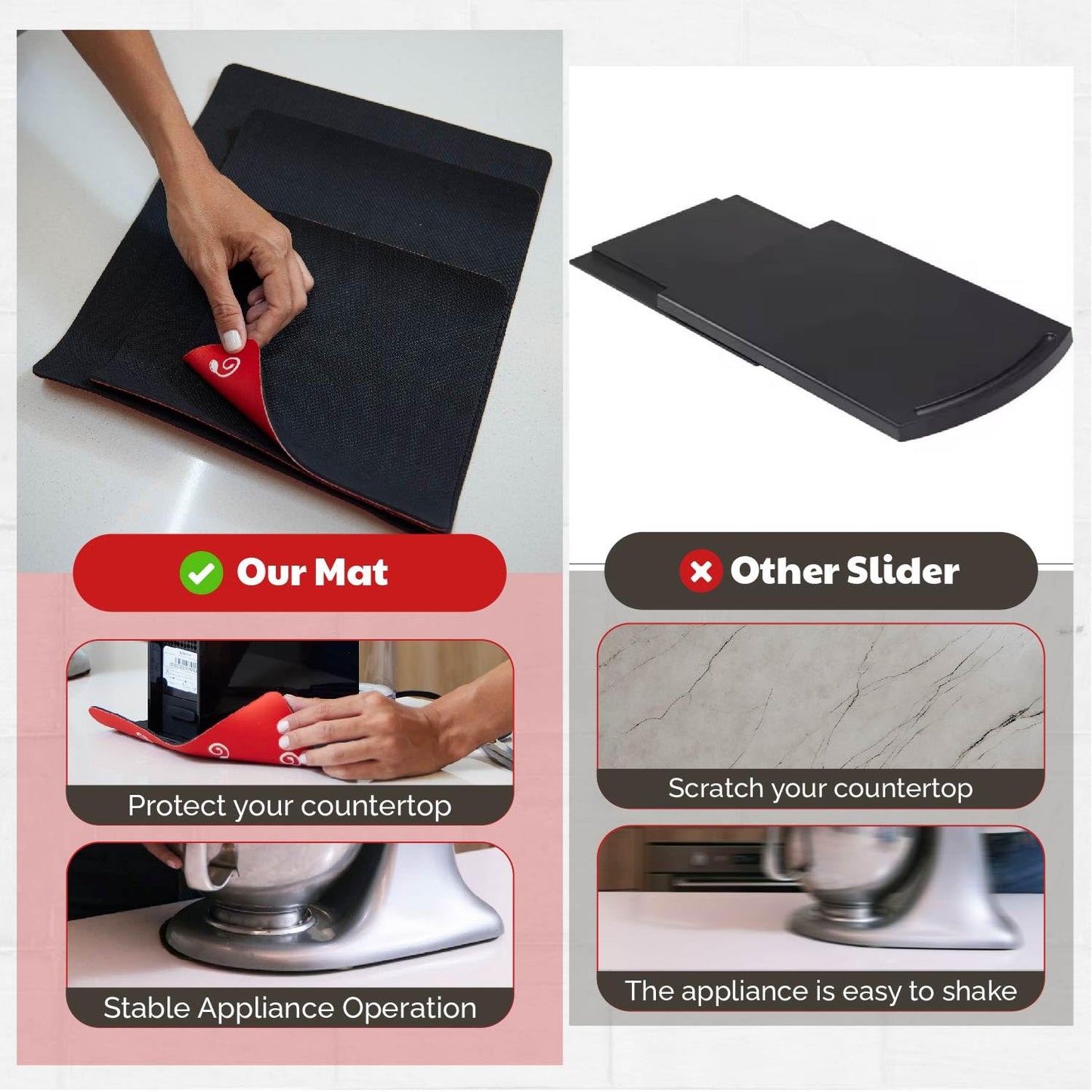 3 Pack Heat Resistant Mats for Countertop – Heat Pad Protector & Appliance Sliders for Kitchen – Cut to fit, Compatible with Ninja, Cuisinart, KitchenAid, Keurig & More