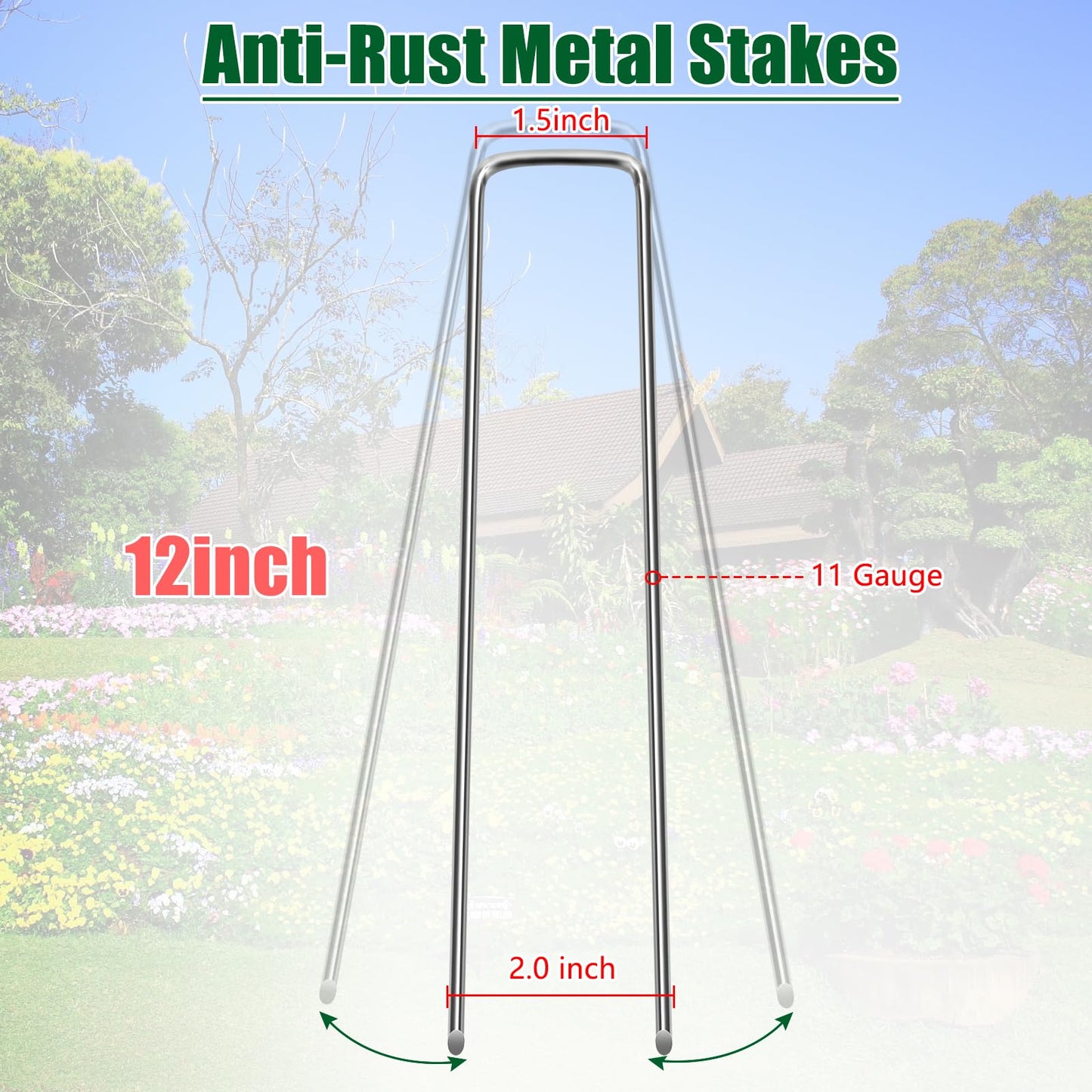12 Inch Galvanized Landscape Staples Stakes, 25/50/100/200pcs Garden Metal Stakes for Weed Barrier Fabric, Fence Stakes, Tent Stakes, Christmas Decorations (100pcs)
