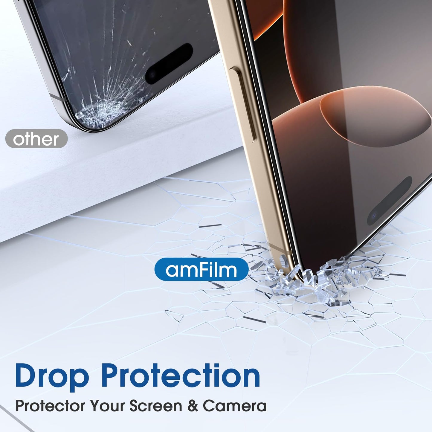 amFilm Easiest Installation OneTouch for iPhone 15 Pro Max Screen Protector [6.7 Inch] Tempered Glass + Camera Lens Protector, Auto-Alignment Tech, Bubble Free, Case Friendly, Anti-Scratch [2+2 Pack]