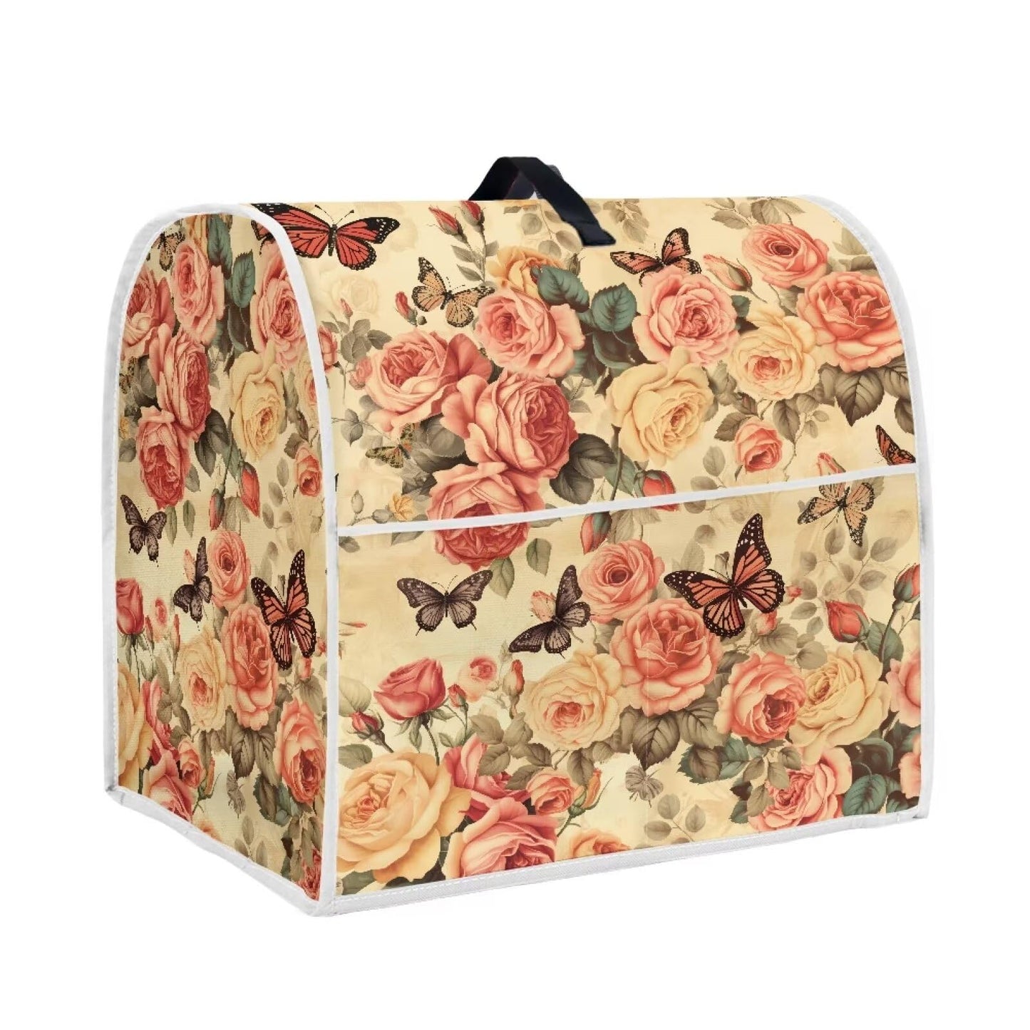Annejudy Butterfly Roses Pattern Kitchen Aid Mixer Cover, Kitchen Stand Mixer Dust Cover with Handle, Kitchen Aid Covers for Stand Mixer or Coffee Maker With Pocket, Kitchen Aid Mixer Assecories