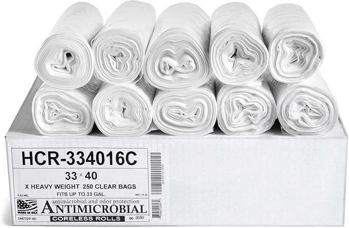 Aluf Plastics High Density Trash Bags, 33 Gallon, 16 Micron,