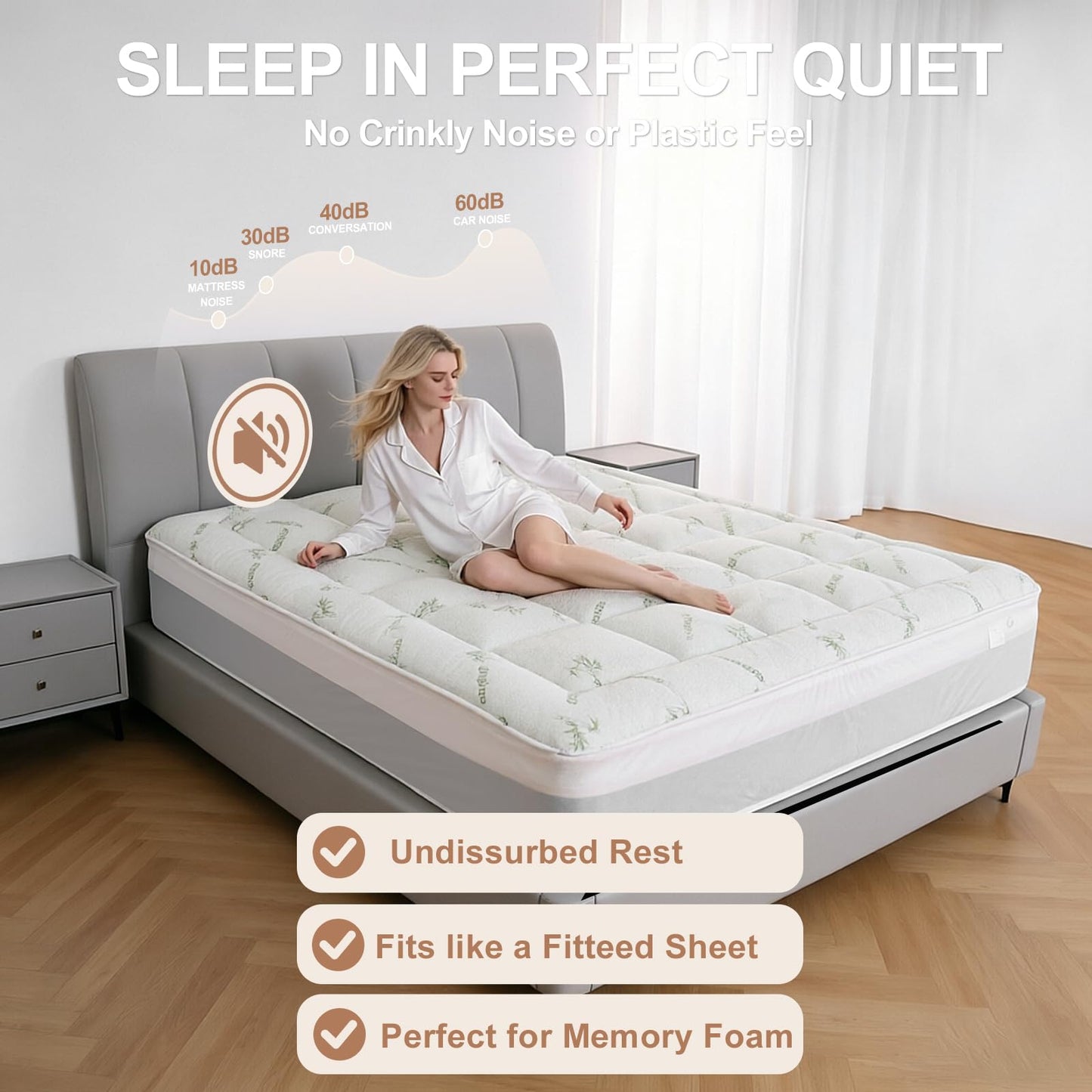 Exruby Luxury Full Mattress Topper - 40% Viscose Derived from Bamboo - Extra Thick Pillow Top Mattress Pad with 8-20 Inch Deep Pocket, Breathable Jacquard Surface for Back Pain Relief(White)