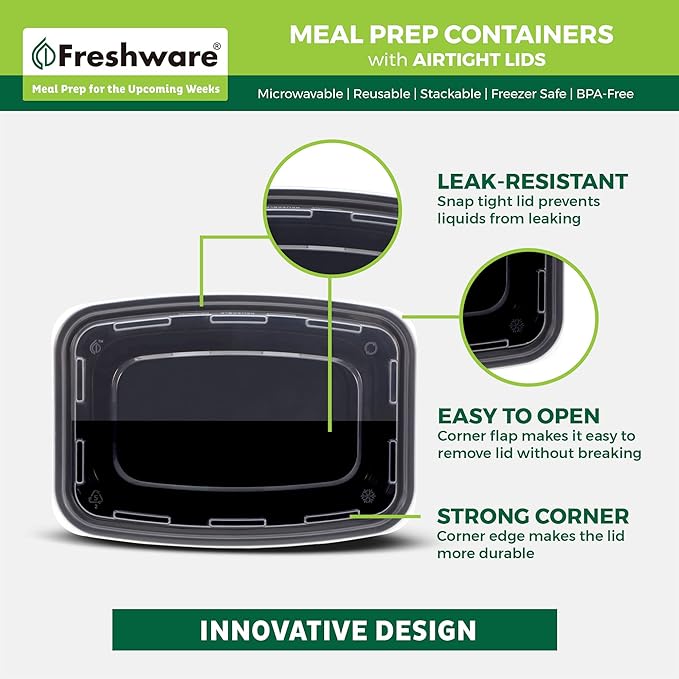 Freshware Meal Prep Containers 1 Compartment