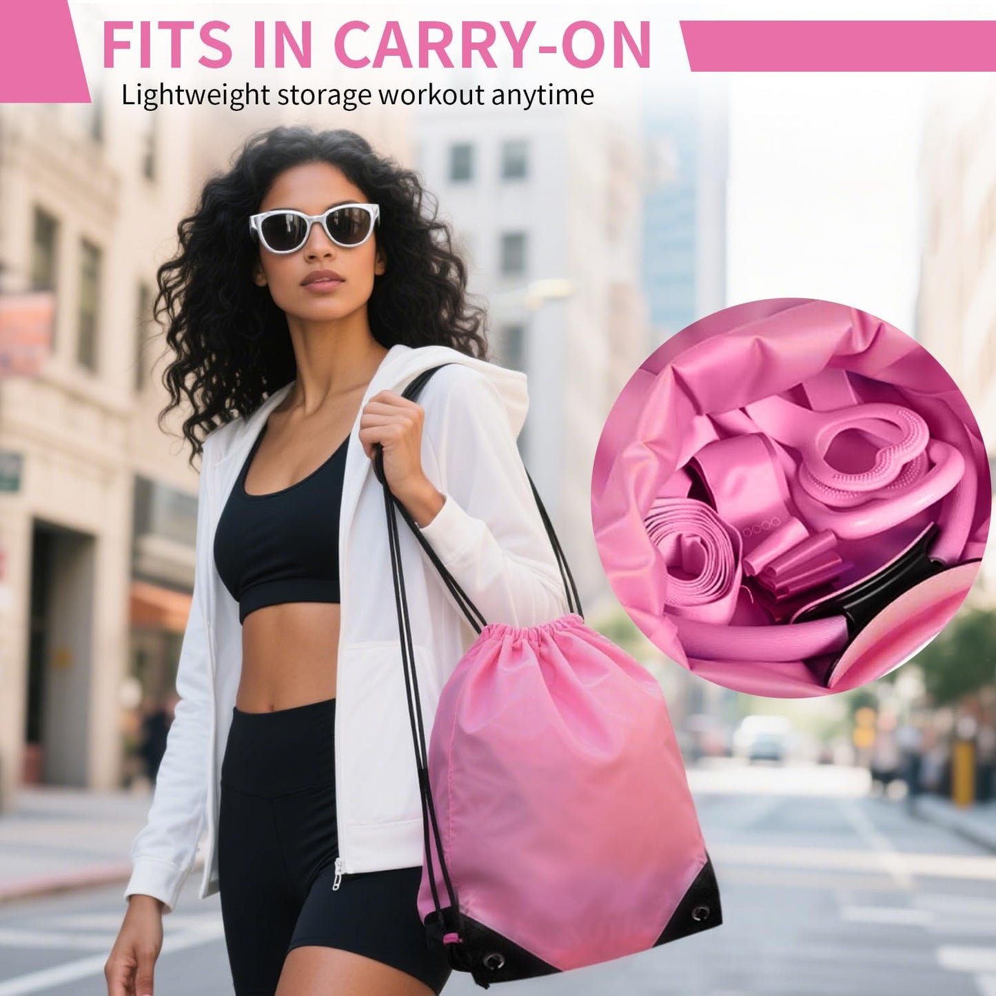 Pilates Kit for Home Workouts for Women-12-Piece Equipment Set with Ring,Yoga Ball,5 Resistance Bands,Figure-8 Band,Arm Stretcher,Grippy Socks,Storage Bag for Toning,Strength & Flexibility (Pink)