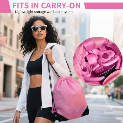 Pilates Kit for Home Workouts for Women-12-Piece Equipment Set with Ring,Yoga Ball,5 Resistance Bands,Figure-8 Band,Arm Stretcher,Grippy Socks,Storage Bag for Toning,Strength & Flexibility (Pink)
