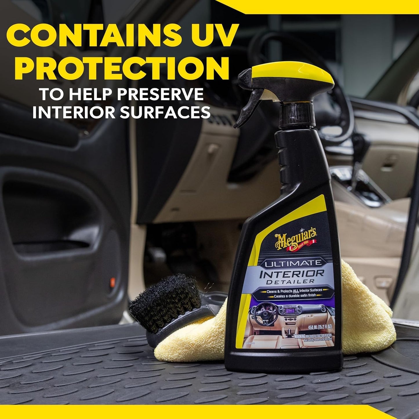 Meguiar's Quik Interior Detailer Cleaner 473ml for a Matt Finish. Cleans all Interior Car Surfaces - G13616EU