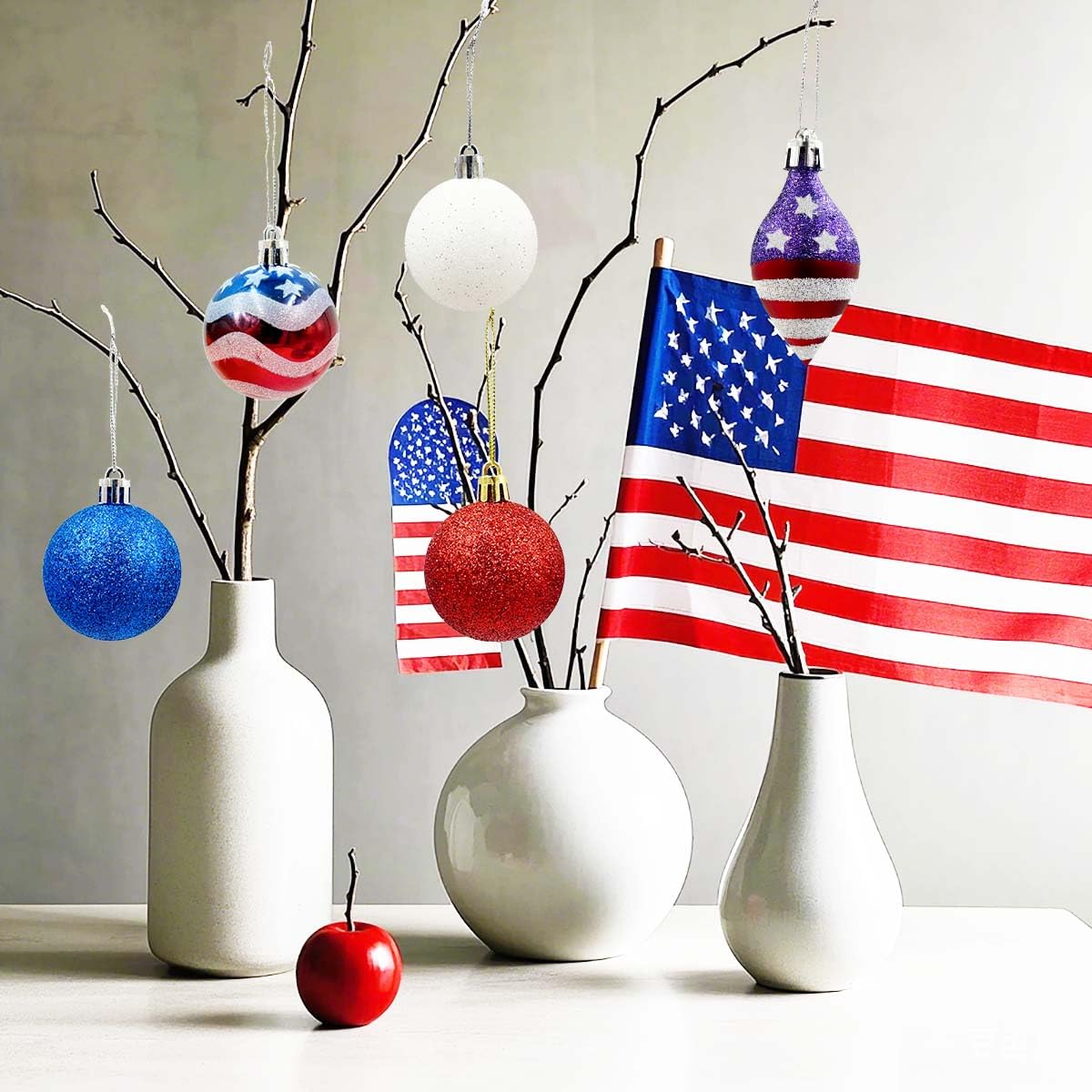 Patriotic Ornaments Hanging Balls - 28 Pcs 4th of July Independence Day Tree Ornaments Memorial Day Red White Blue Stars Balls for Veterans Day Holiday Party Home Christmas Tree Decor (red blue white)