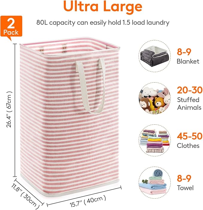 Lifewit 2 Pack Laundry Hamper Large Collapsible Laundry Baskets, Freestanding