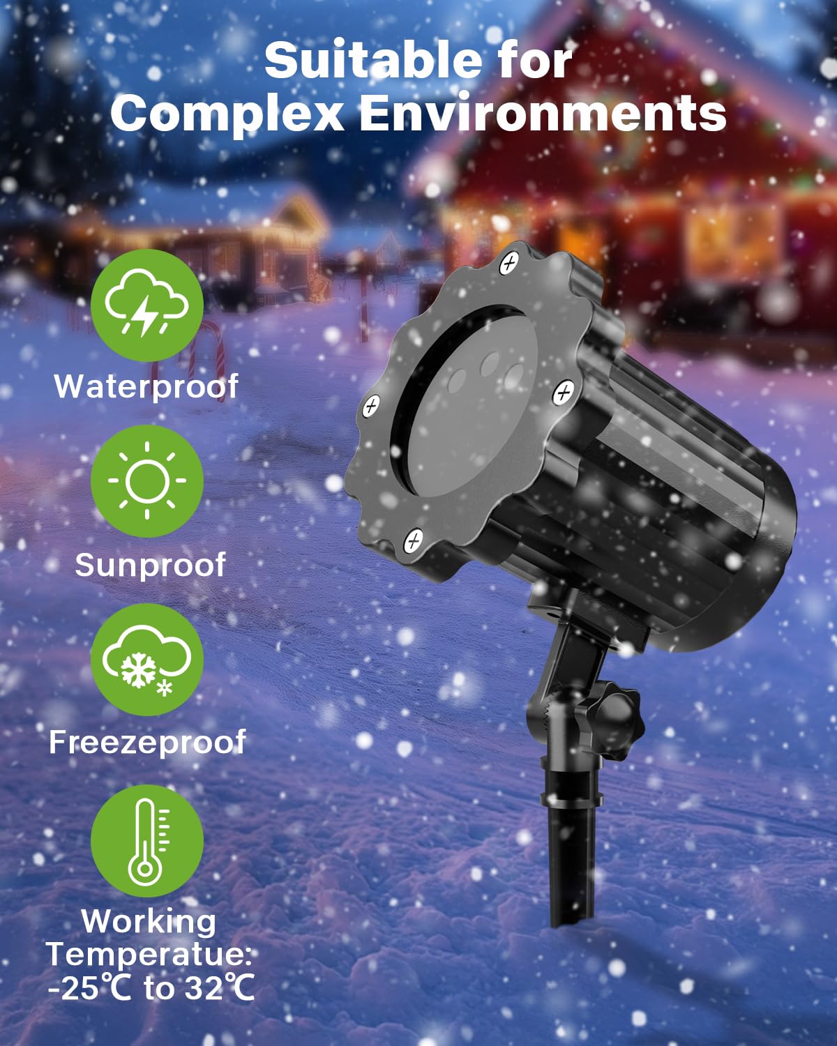 FLITI Laser Christmas Projector Lights Outdoor, Waterproof Christmas Decorations Moving Stars Light Show, Remote Control Timer, Holiday Projector Decorations for House, Yard & Garden