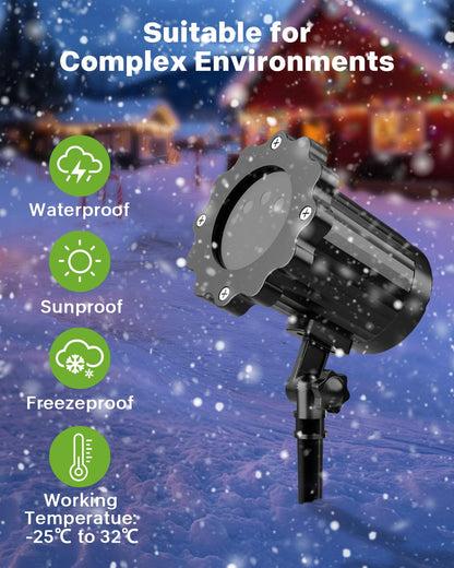 FLITI Laser Christmas Projector Lights Outdoor, Waterproof Christmas Decorations Moving Stars Light Show, Remote Control Timer, Holiday Projector Decorations for House, Yard & Garden