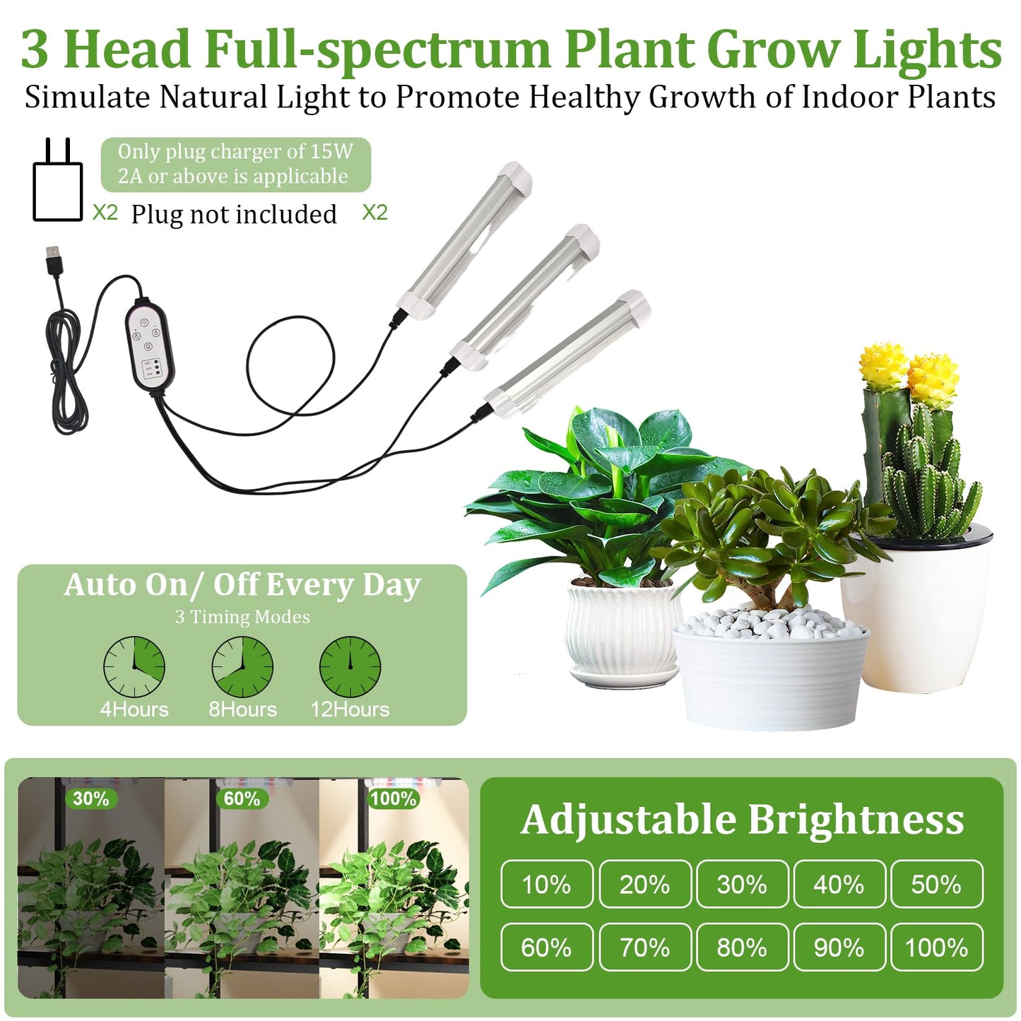 unho Plant Stand Indoor with Grow Lights, 3 Head Full-spectrum Plant Grow Lights，6 Tiered tiered plant plant shelf indoor Multiple, Half Heart Shape Plant Rack, Large Brown Plant Holder for Home Patio Balcony (2 Pack)