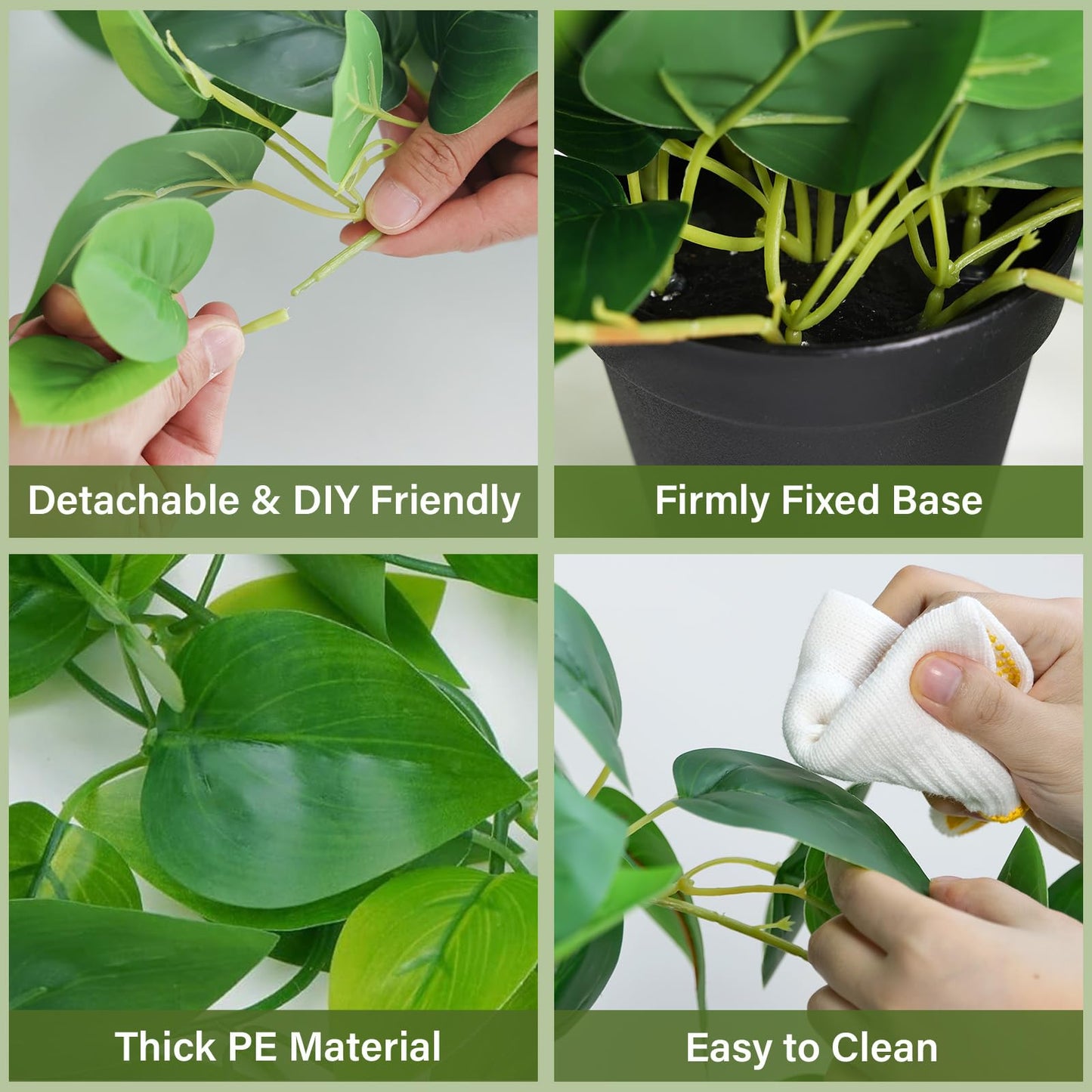 Tiita 1 Pack Fake Plants Artificial Scindapsus Aureus in Pots, Realistic Fake Greenery Potted Plants for Home Office Desk Window Sill Bathroom Bedroom Outdoor Indoor