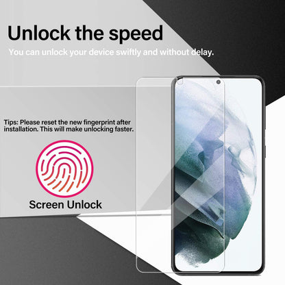 Galaxy S21 Tempered Glass Screen Protector + Camera Lens Protector [ 2 + 2 Pack ][Case Friendly] [Anti-Scratch] [Ultrasonic Fingerprint Unlock] Clear HD Glass Protective Film for Samsung Galaxy S21