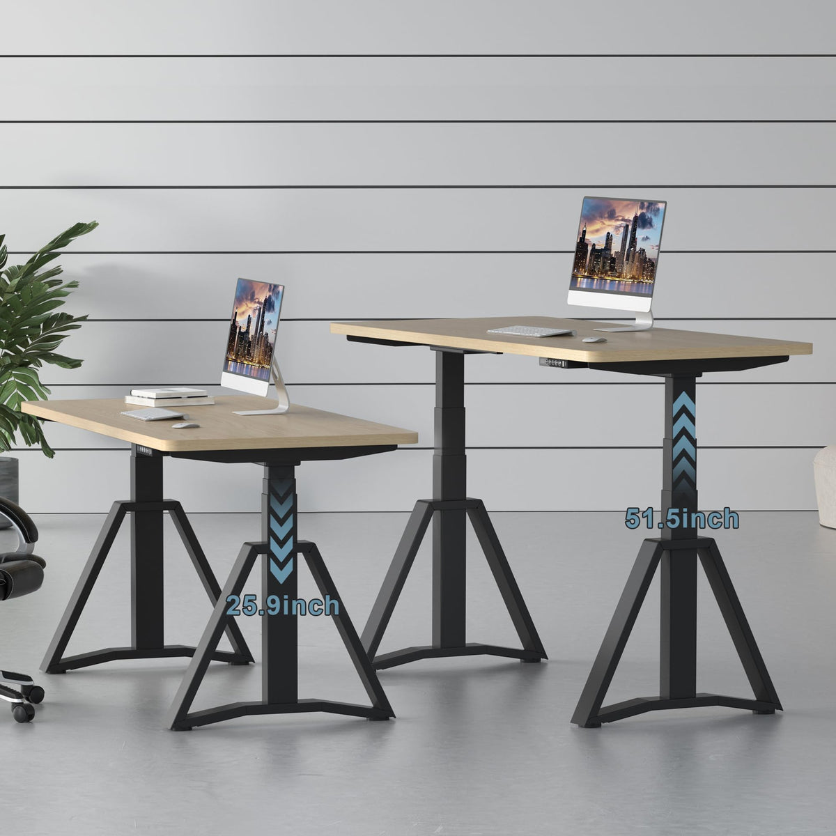 Fromann Standing Desk Frame Dual Motors 3 Stages Electric Height Adjustable Sitting Stand Up Desk Base Legs Only (Black)