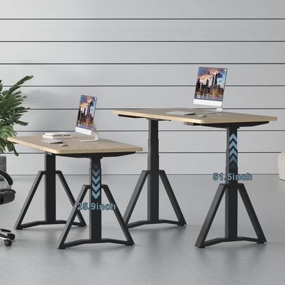 Fromann Standing Desk Frame Dual Motors 3 Stages Electric Height Adjustable Sitting Stand Up Desk Base Legs Only (Black)