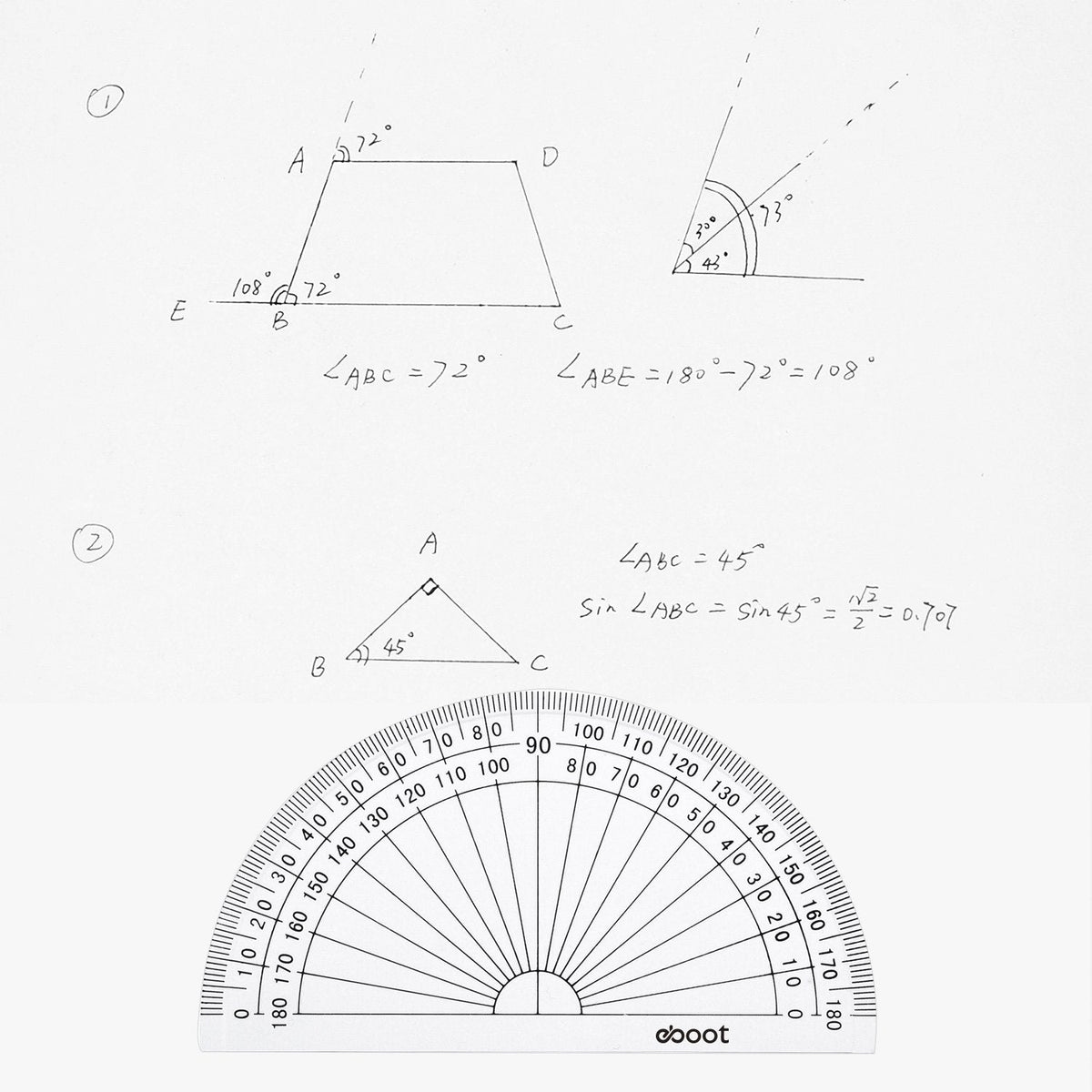EBOOT 50 Pcs Math Protractors Plastic Protractor 180 Degrees, 4 Inches(Clear)