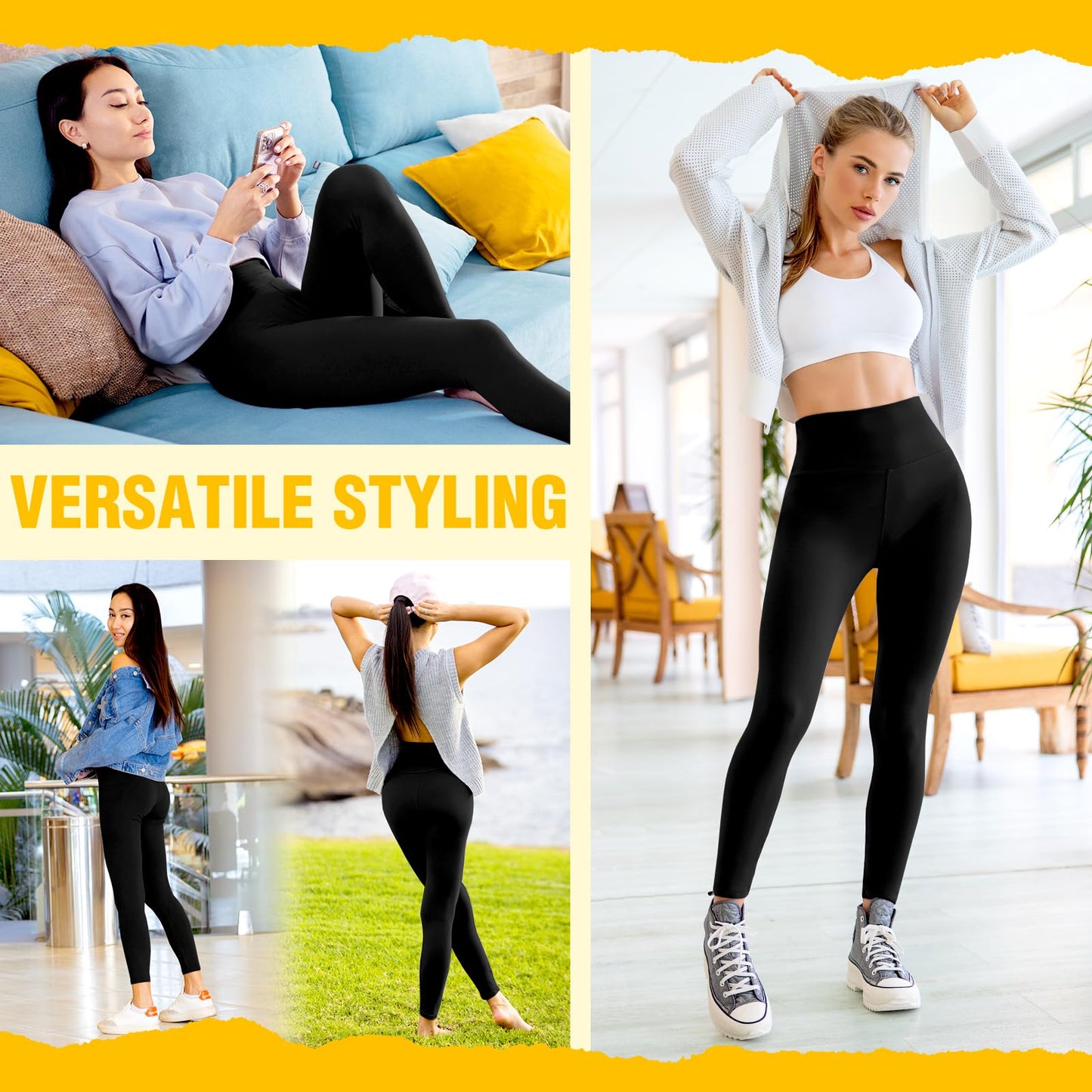 Sanpetix 3 Pack Black Leggings for Women, High Waisted Buttery Soft Leggings for Workout Running Yoga 3Black SM