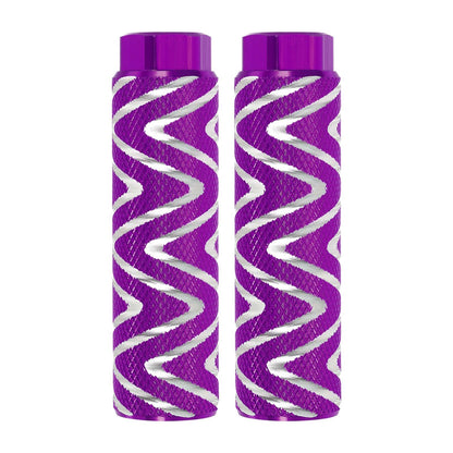PATIKIL Bike Pegs Fit 3/8 Inch Axles, 2 Pack Aluminum Alloy Anti-Skid Lead Foot Small Bicycle Peg Back Seat Stands with Stripe for BMX Mountain Dirt Bike Cycling Rear, Purple