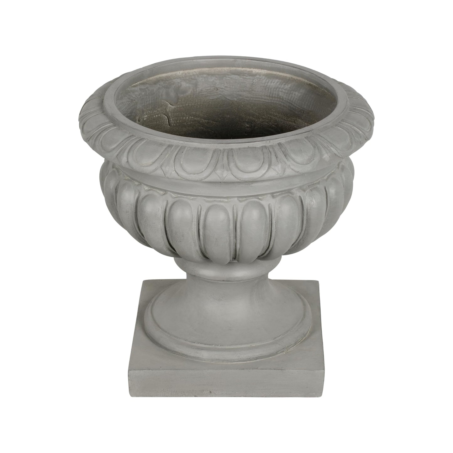 Merax 18.11" H Ornate Scrollwork Pedestal Urn Planter Weather-Resistant MGO Outdoor Flower Pot for Garden Patio and Front Porch Entrance,Gray