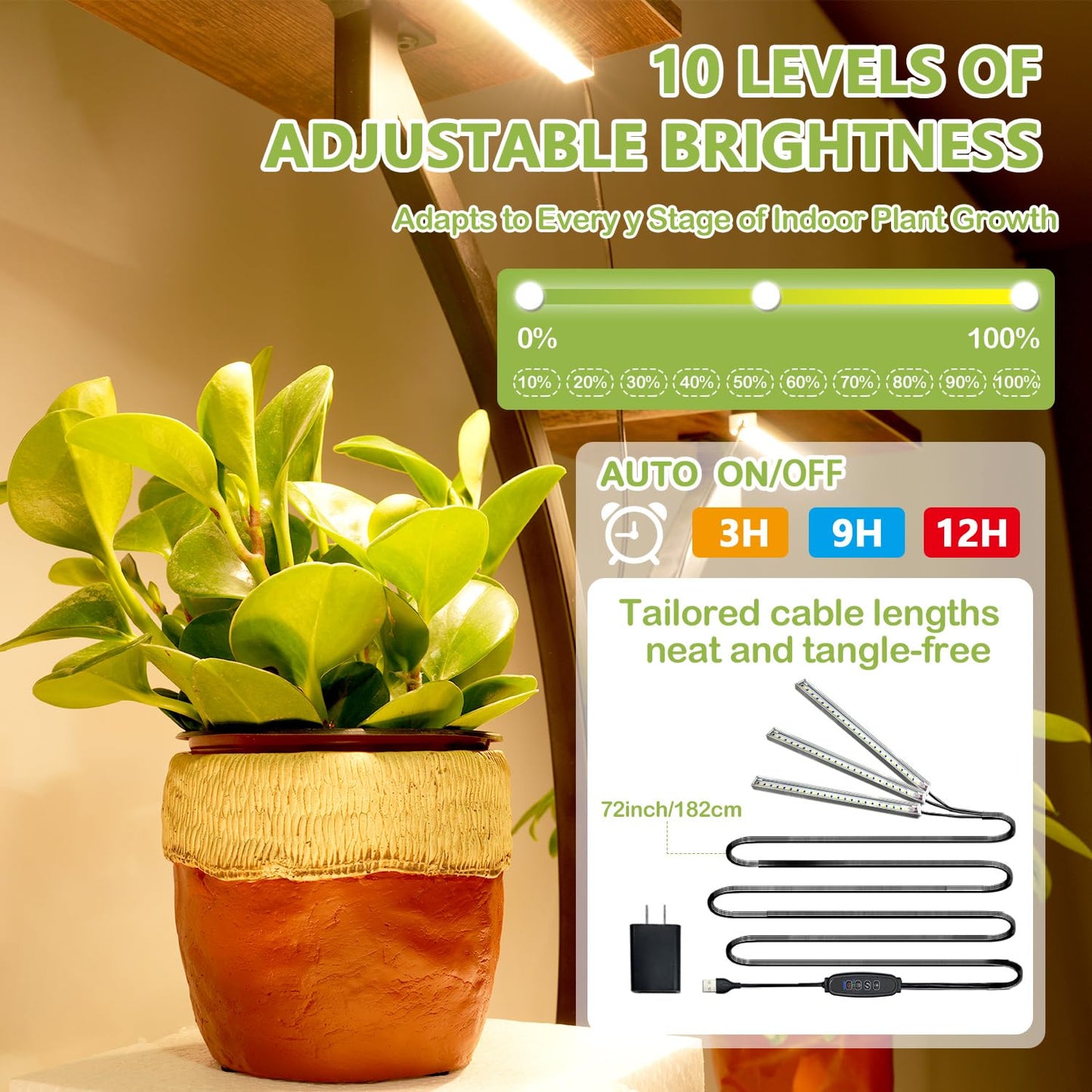 Nevsokio Indoor Plant Stand with Grow Lights 63 Inch Large Tall Planting Pots 6-Tier Metal Corner Flower Shelf Small Plant Rack Home Decor Display