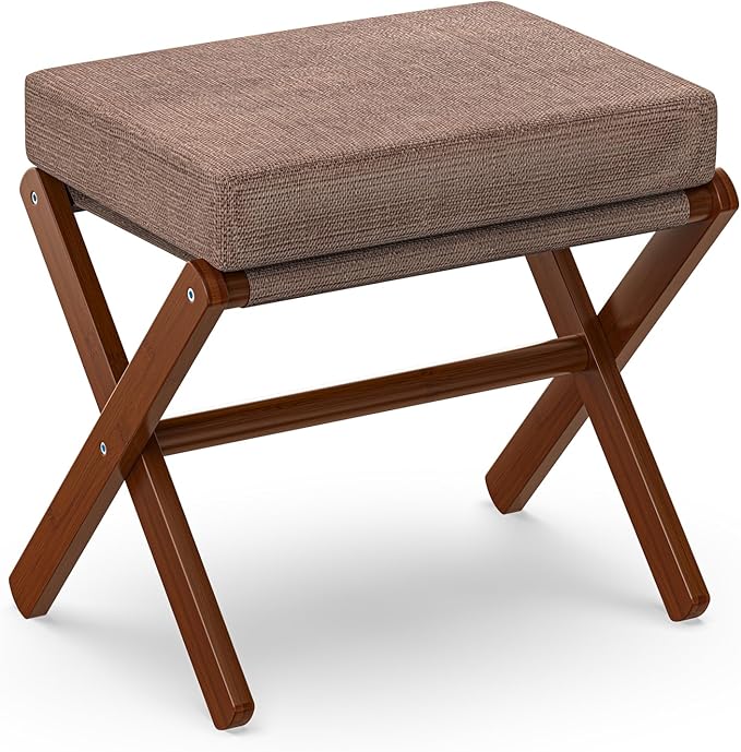 BAMBOOHOMIE Foldable Foot Stool Ottoman, Modern Foot Rest