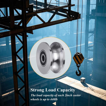 Sliding Gate Rollers Stainless Steel U Groove Wheel Heavy Duty Cable Pulley Block U Shaped Rail Gate Wheels Quiet and Smooth Operation Plate Caster with Bearing for Barn Door Track