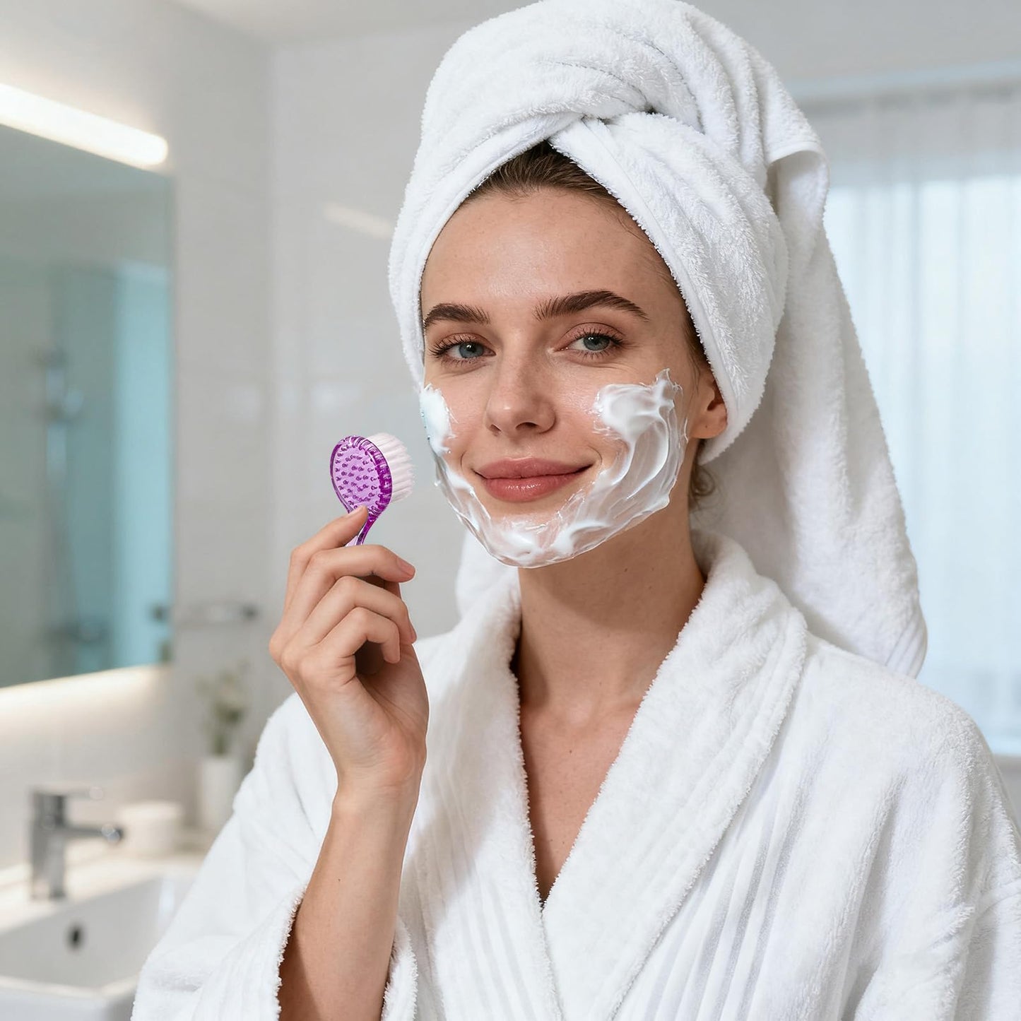 3 Pcs Facial Cleansing Brush, Useekoo Manual Face Brushes for Cleansing and Exfoliating, Face Scrubber to Massage, Deep Pore Exfoliation, Makeup Remove and Skin Care with Soft Bristles