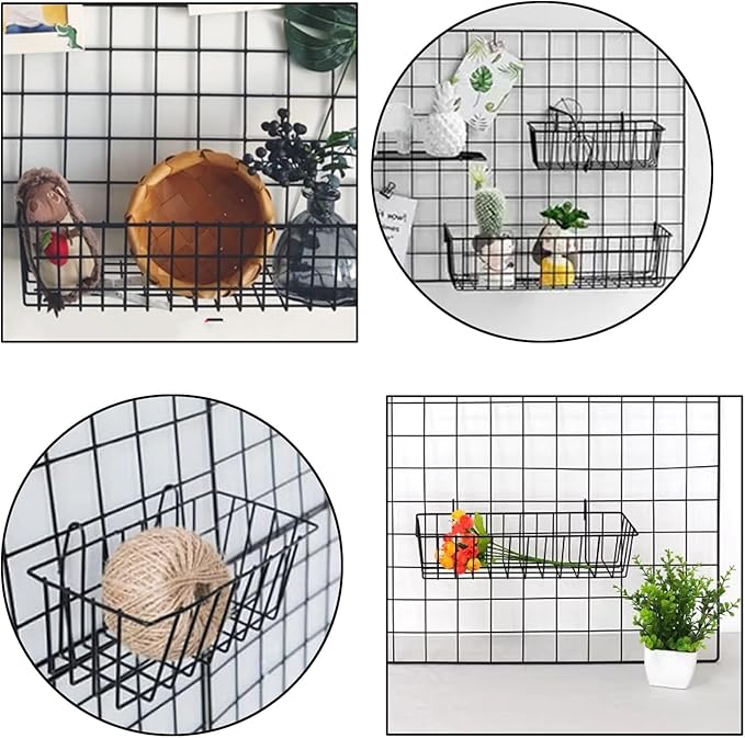 10 PCS Wire Baskets Wall Grid Panel Hanging Wire Basket Hanging Wall Baskets No
