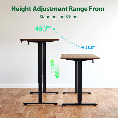 Agilestic Electric Standing Desk, 63 x 24 Inches Height Adjustable Desk, Sit Stand up Desk for Work Office Home, Splice Board, Dark Walnut
