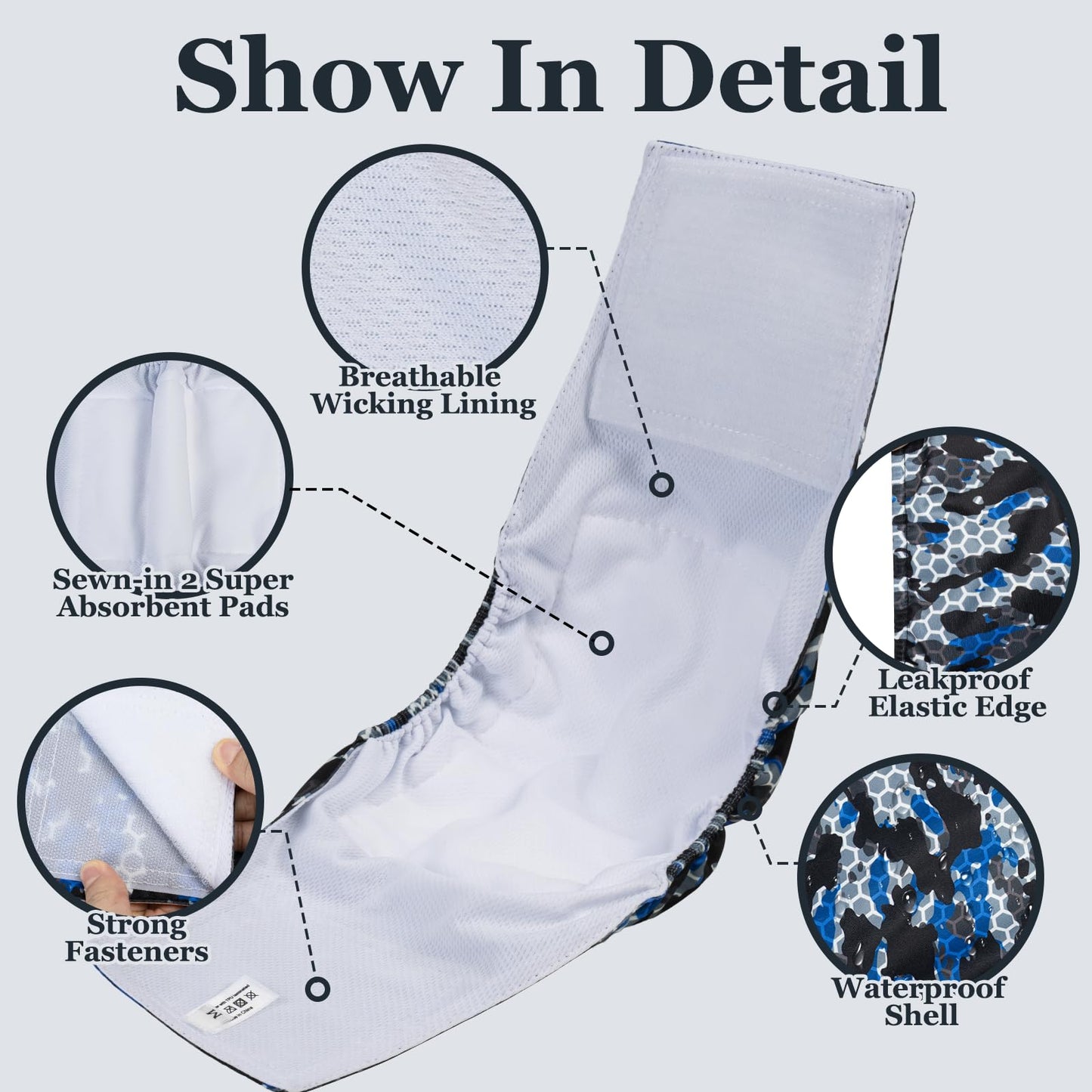 Dono Washable Male Dog Nappies, Super Absorbing Male Dog Belly Band Pack of 3, Sanitary Pants Dog Wraps for Small Medium Large Dogs XL(Army,XL)