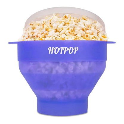 The Orginal HotPop Silicone Popcorn Maker - Microwave Popcorn Popper with Handles - Collapsible Bowl, Heat-Resistant, Easy to Clean, Ideal for Family Movie Nights, 15-Cup Capacity - Red