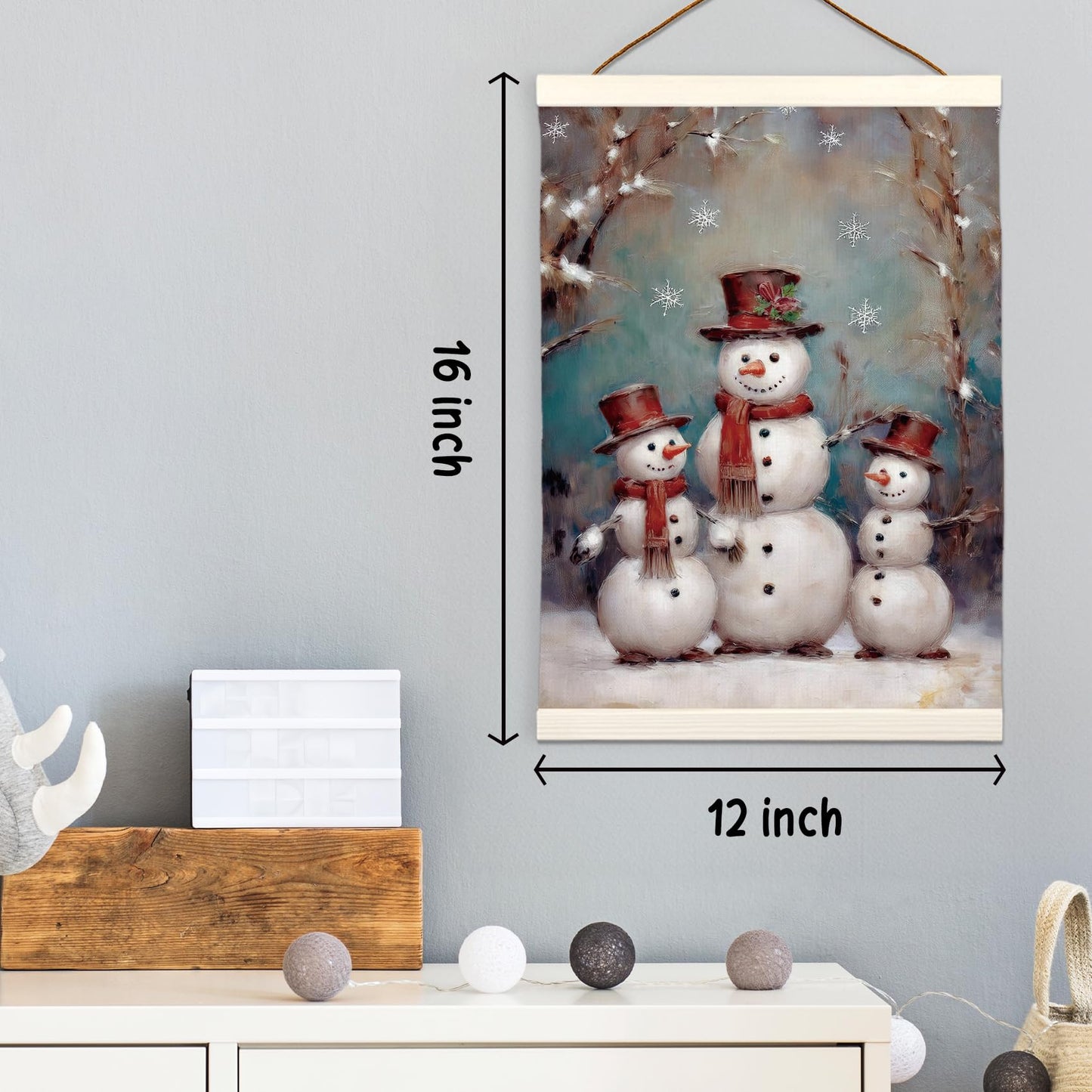LKETW Christmas Snowman Poster Hanger Frame, 12x16 inch, Wall Art, Winter Snowy Theme Posters for Home Decor
