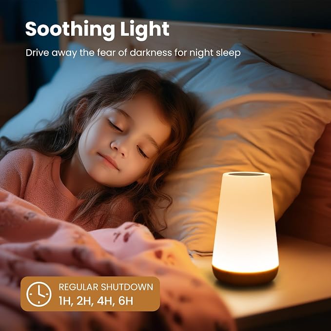 THAUSDAS Night Light, Dimmable Touch Lamp for Bedroom, Portable Table Bedside Lamp, 5 Brightness 13 RGB Colors, Night Lights for Baby Nursery Bathroom