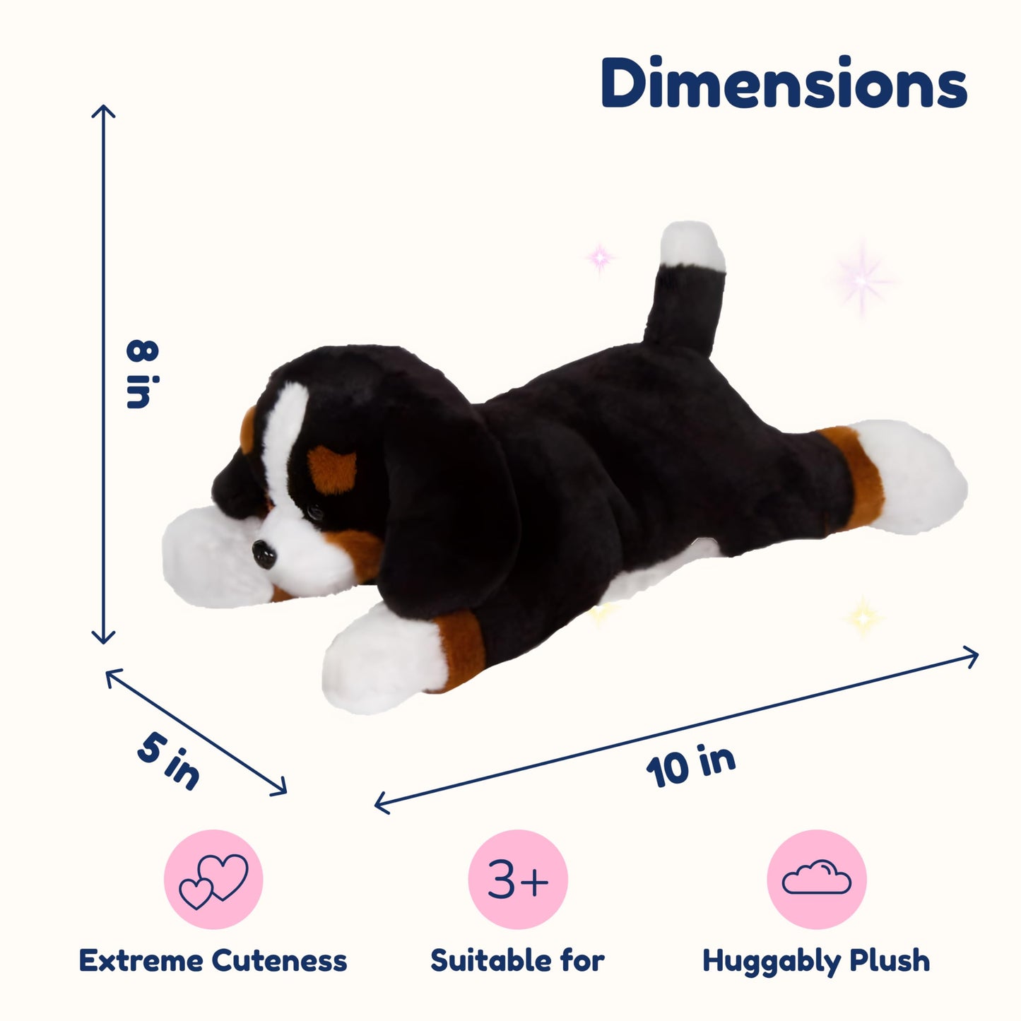 PixieCrush Dog Stuffed Animals - Bernese Mommy with 4 Puppies in Her Tummy - Huggable and Fluffy Dog Plushies for Imaginative Play - Plush Toys Suitable for Kids 3 Years Old and Above - 5" x 10" x 8"