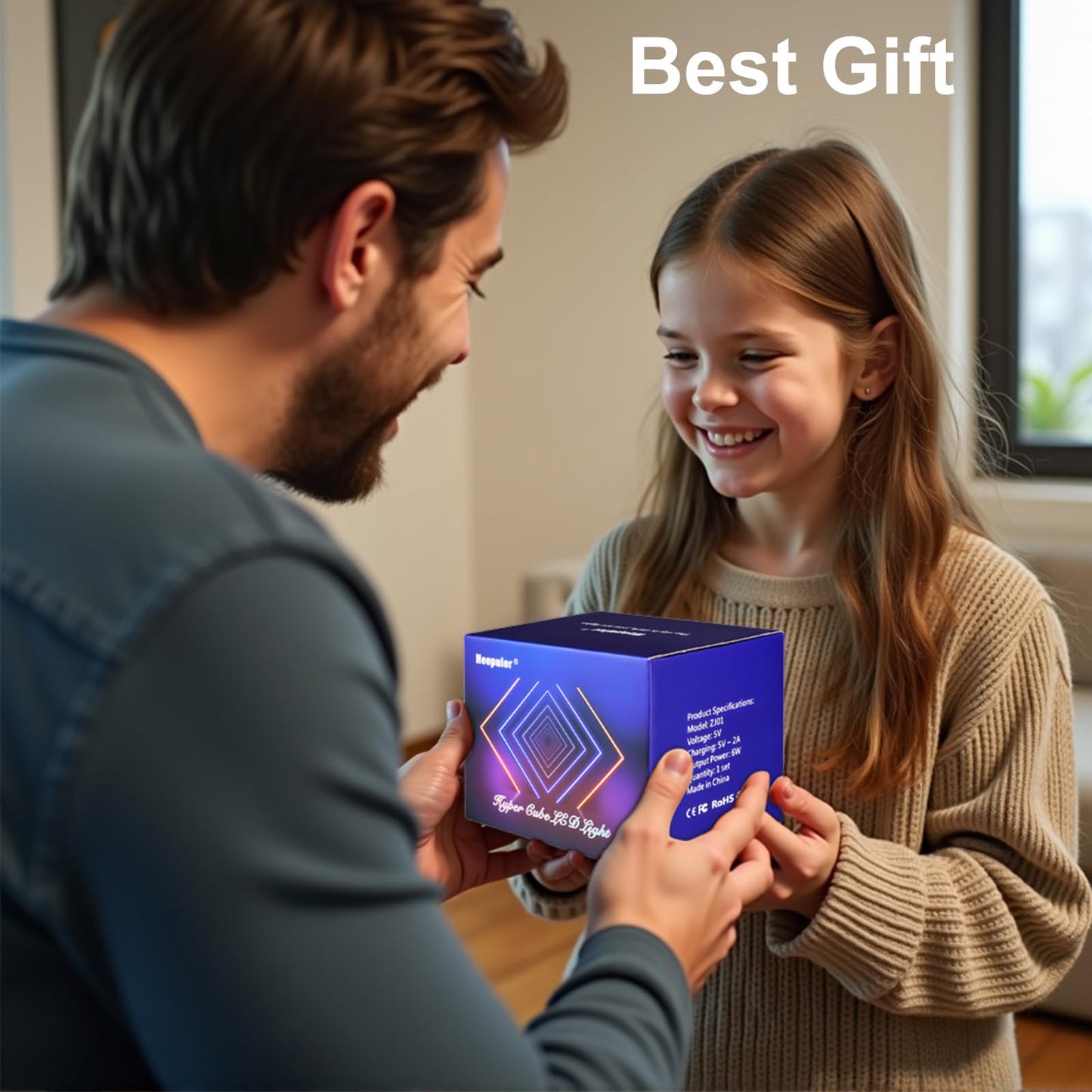 Heepulor Infinity Mirror Hyper Cube Table Lamp, Desk Art Night Light, Color-Changing Music-Sync APP-Controlled Ambient Light for Gaming, Party, Home, Gift (Small 4Inchs)