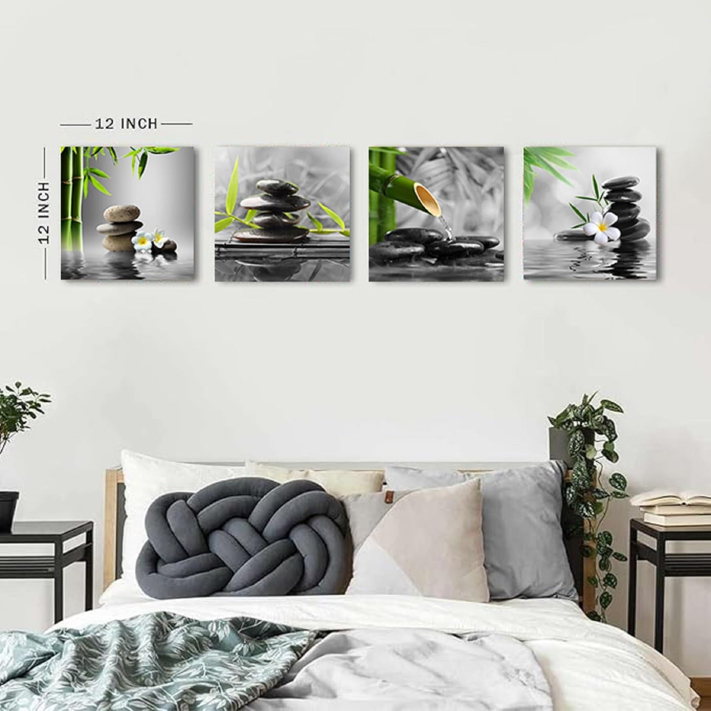Yxbhhym Bathroom Wall Art Black and White Wall Decor Zen Artwork Buddha Green Canvas Prints Posters Spa Picture for Bedroom Living Room Decor Paintings Modern Office Decorations