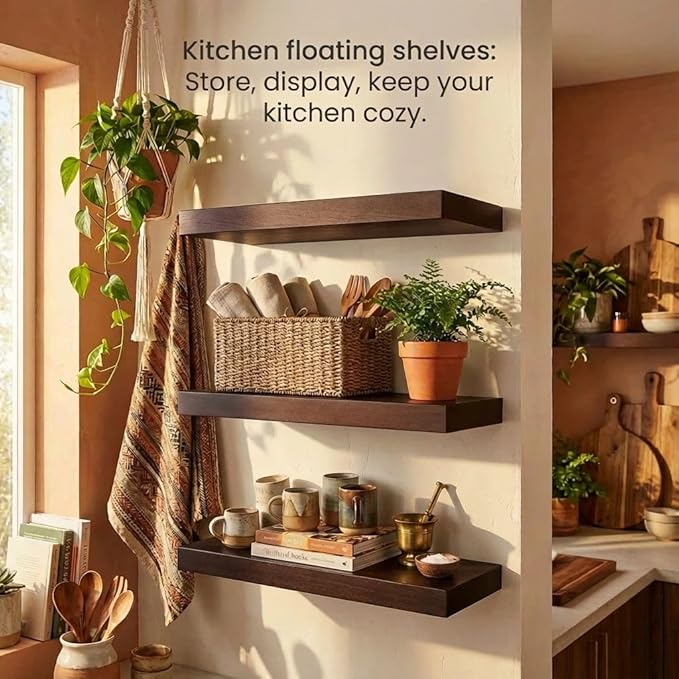 SAUMONIERES Floating Shelves Wall Shelf Solid Wood