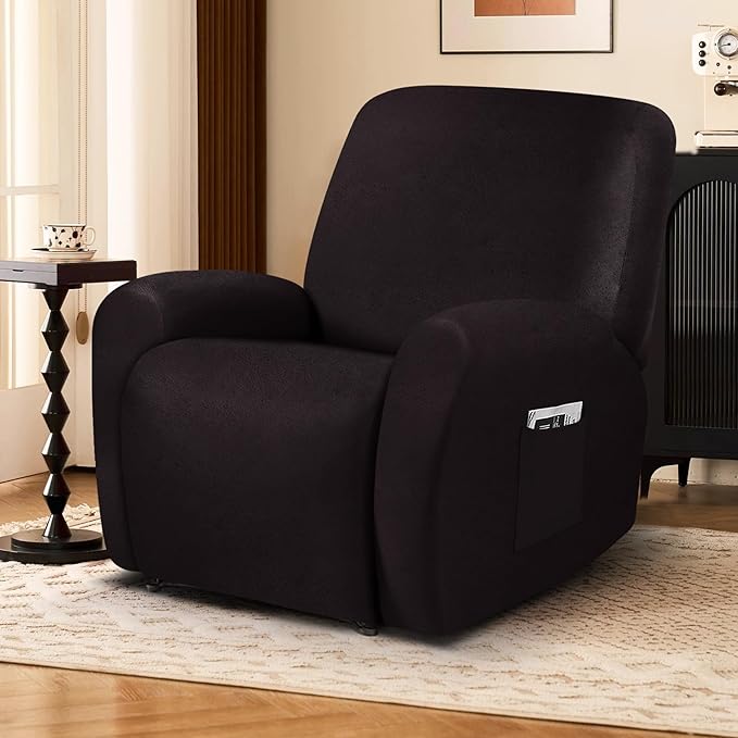 ANARACHON Leather Look Recliner Chair Covers, 4-Pieces Stretch Recliner Cover