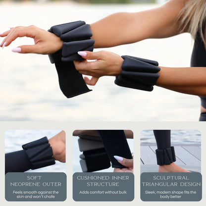 FFLLOOWW Adjustable Ankle & Wrist Weights Set, 2 lbs Each (4 lbs Total), Soft Comfortable Weights for Walking, Pilates, Barre & Home Workouts with Secure Fit for Women & Men