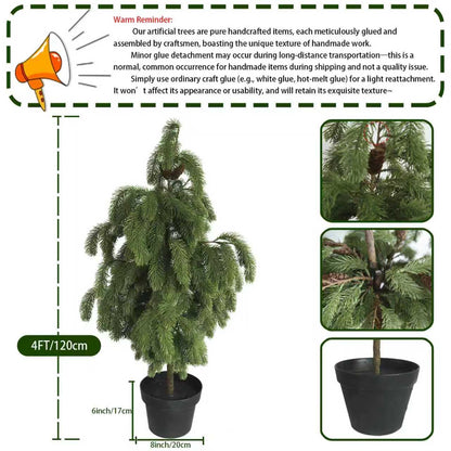 4FT Artificial Norfolk Pine Tree 2-Pack, Real Touch Faux Potted Plants in Black Pot, Fake Christmas Greenery for Indoor Outdoor Front Porch, Entryway, Year-Round Home Decor & Housewarming Gift