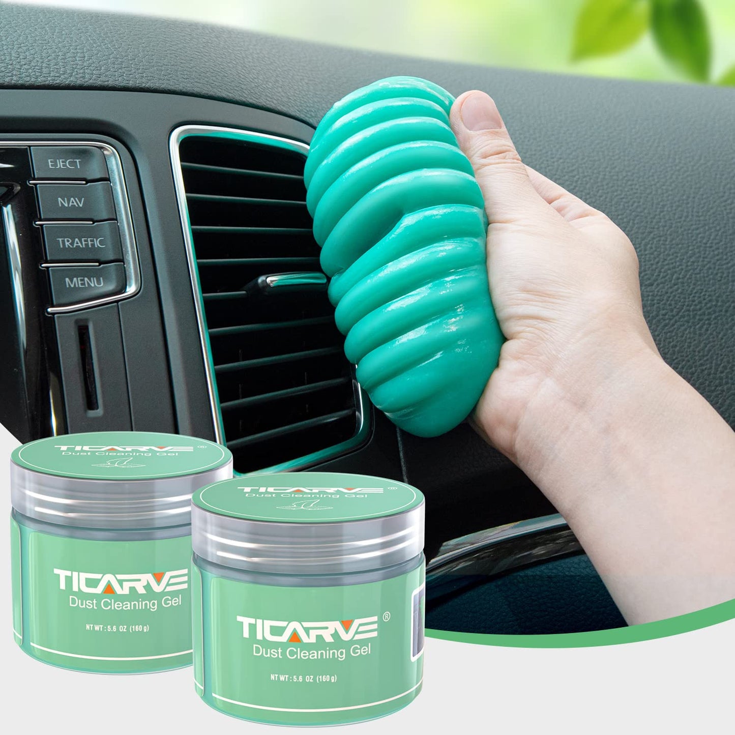 TICARVE 2Pack Cleaning Gel for Car Detailing Vent Cleaner Cleaning Putty Gel Auto Detail Tools Car Interior Cleaner Cleaning Mud for Cars and Keyboard Cleaner Cleaning Slime Green (320g/11.2oz)