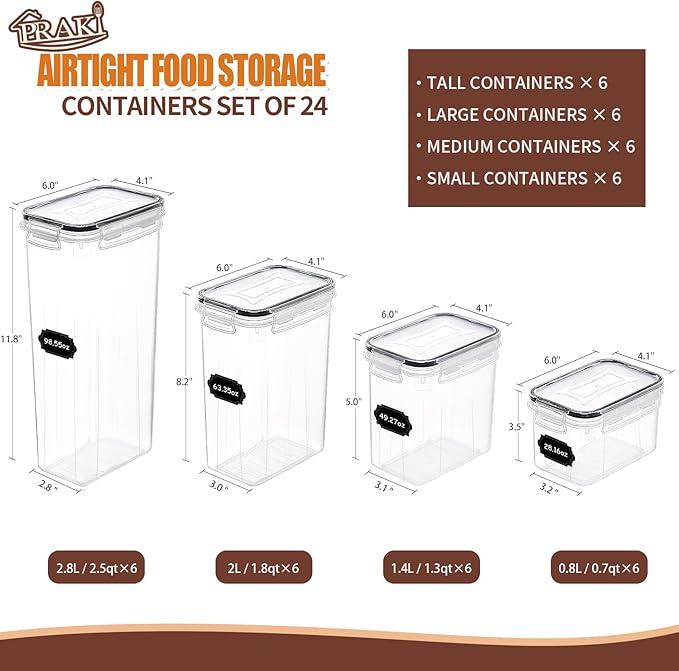 PRAKI Airtight Food Storage Containers Set