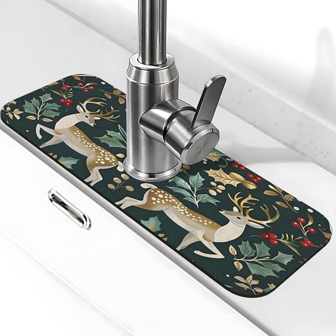 Christmas Kitchen sink faucet pad, strong water absorption, anti slip, very