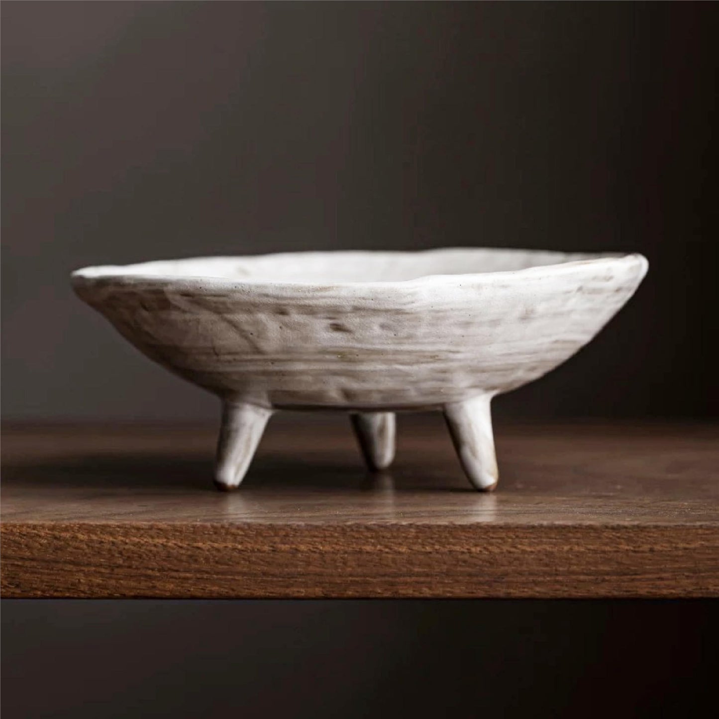 seicasaya Small Wabi-Sabi Ceramic Bowl, 6 Inch Handcrafted Tripod Design for Snacks, Sauces, Dips, Decorative Serving Bowl for Kitchen, Dining Table & Coffee Table (White)