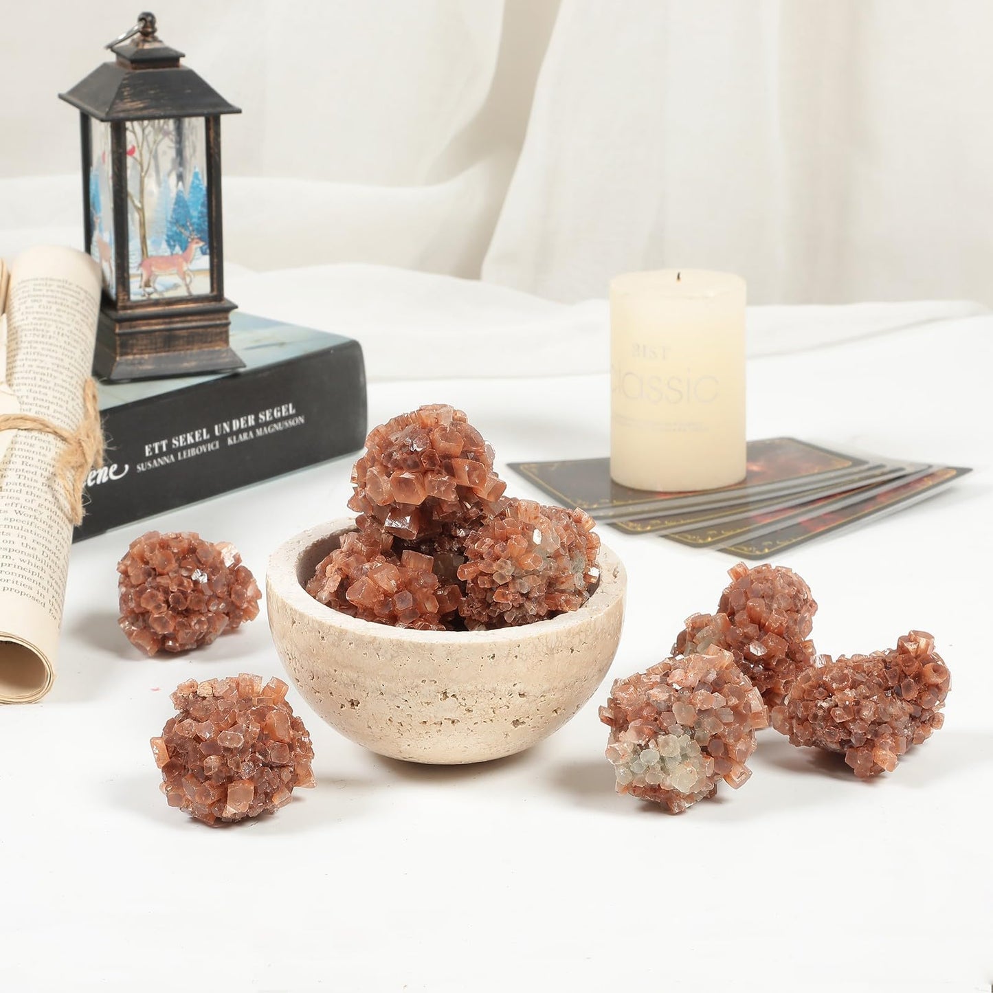 Sportmusies Natural Aragonite Cluster Mineral Specimen for Home Office Decoration Collection, Raw Crystal Reiki Healing Meditation Yoga, 0.9-2.55 inches