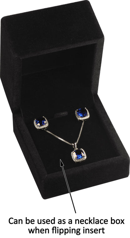 LAODA Black Color Luxury Velvet Stud Earring Box Multiple Use Necklace Pendant Earring Jewelry Gift Storage Holder Box(Jewelry not Included)