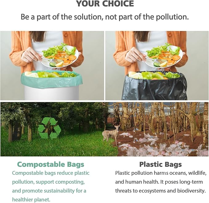 Compostable Trash Garbage bags, AYOTEE 13-15 Gallon Tall Kitchen Trash Bags