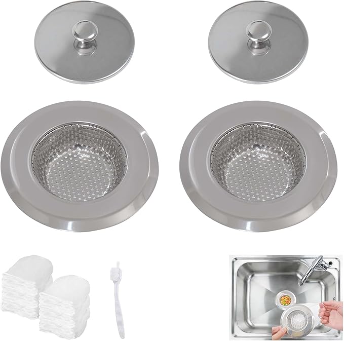 2pcs Sink Strainer for Most Kitchen Sinks Drain, Upgrade Stainless Steel