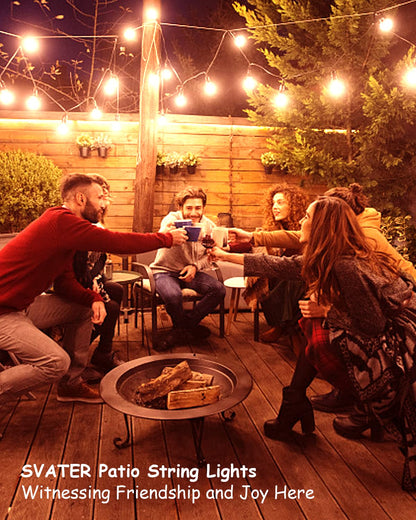 Svater Outdoor String Lights 200 FT, Patio Lights with 104 Shatterproof LED Bulbs, Commercial Grade Waterproof Plastic Hanging Light for Bistro Backyard Cafe Market, Warm White 2700K (2 X 100 FT)