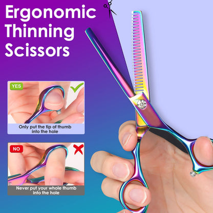 Lictin Hairdressing Scissors Thinning Scissors Set - 6.0 inch + Presentation Case/Box + Black Comb + Thinning Hair Comb + Black Hair Clip